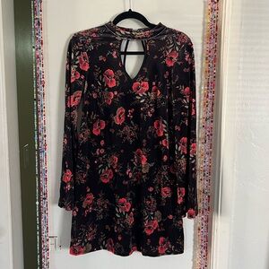 Black and Red Floral Minidress